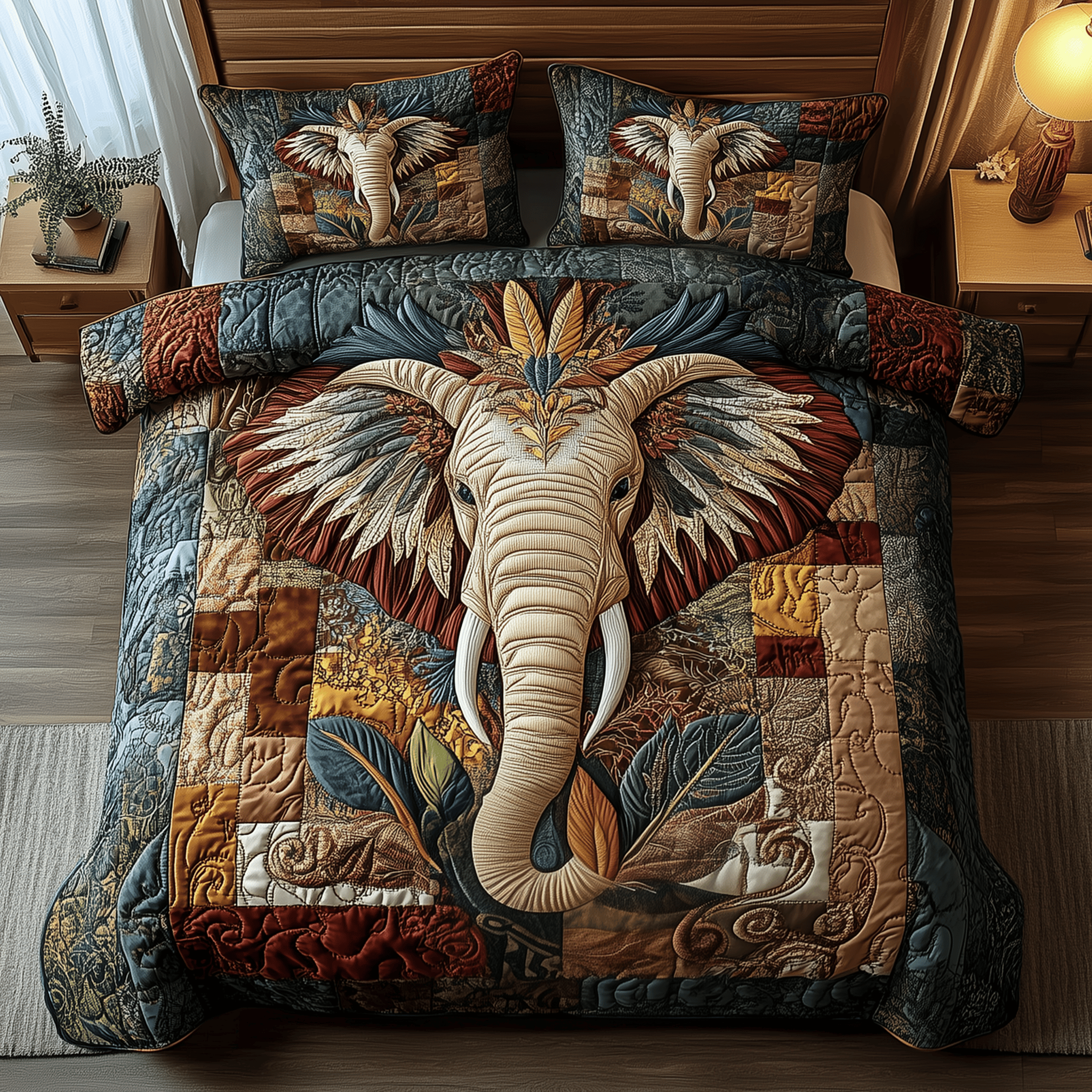 Mighty Elephant Quilted Bedding Set Christmas Gifts For Mum