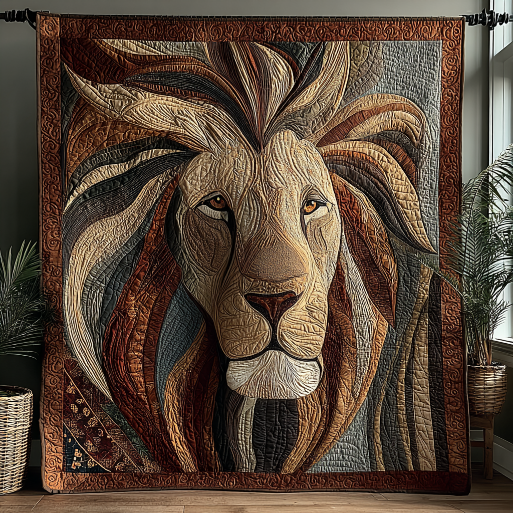 Mighty Lion Quilted Blanket Nice Throw Blanket Gift For Wildlife Lovers