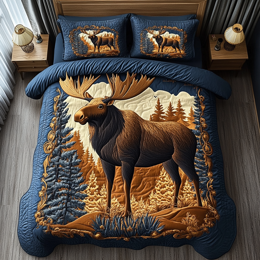 Mighty Moose Quilted Bedding Set Christmas Bedding Sets Christmas Moose Gifts