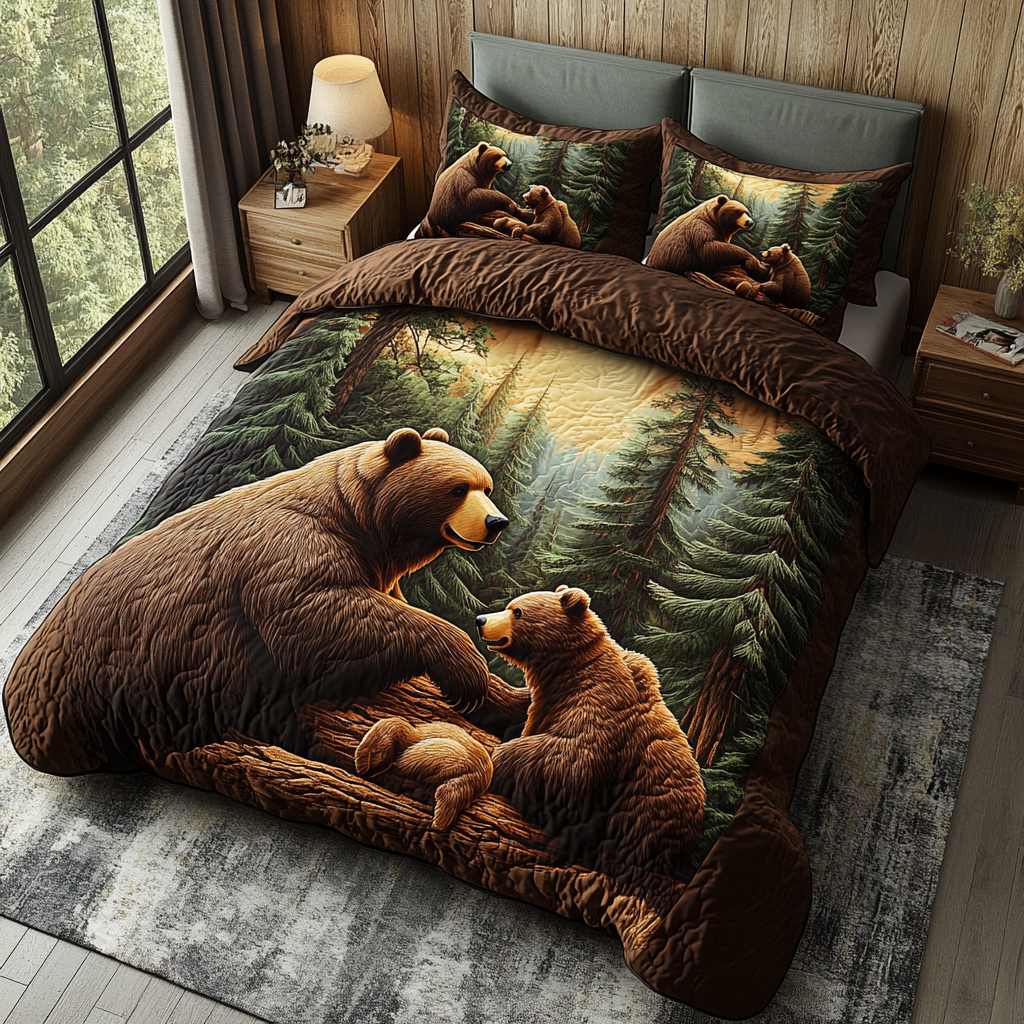 Mighty Paw Quilted Bedding Set Holiday Duvet Covers Gift For Wildlife Lovers