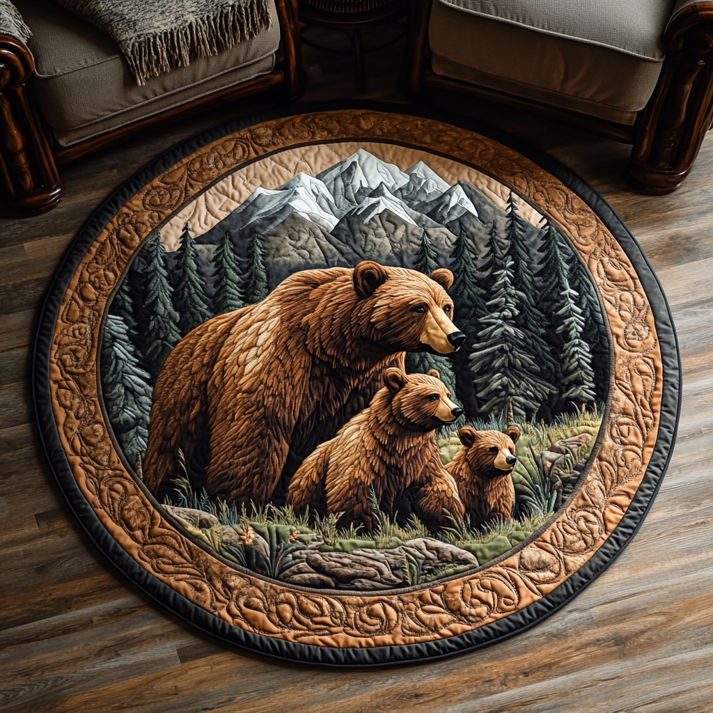 Mighty Paw Quilted Round Mat Christmas Decor For Entryway Cute Bear Gifts For Him Her