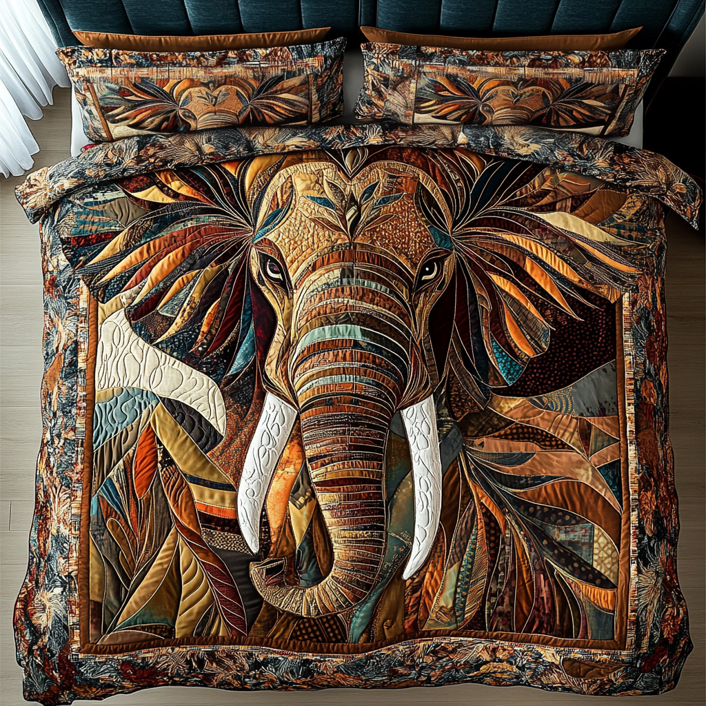 Mighty Steps Quilted Bedding Set Best Bedspread Set Christmas Presents For Elephant Lovers
