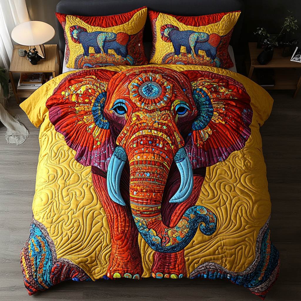 Mighty Trunk Quilted Bedding Set Bedroom Decor Great Elephant Themed Gifts