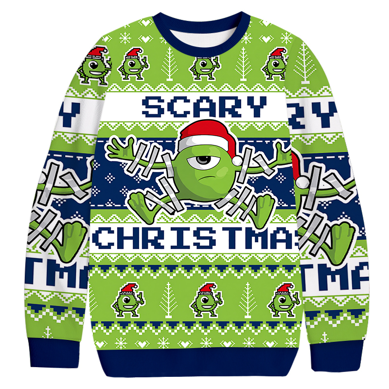 Mike Wazowski Christmas Ugly Sweatshirt Holiday Season Gag Gift Top