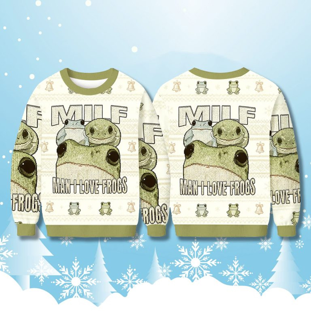 MILF Man I Love Frogs Christmas Ugly Sweater Christmas Gift Ideas For Friends