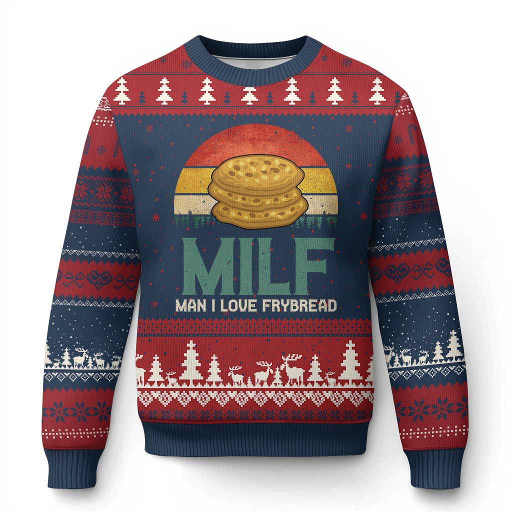 MILF Man I Love Frybread Ugly Christmas Sweater Xmas Food Jumper Native American Cake Gifts