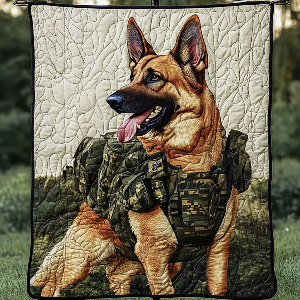 Military German Shepherd Quilted Blanket Winter Decor Blanket German Shepherd Gifts Dog Lovers