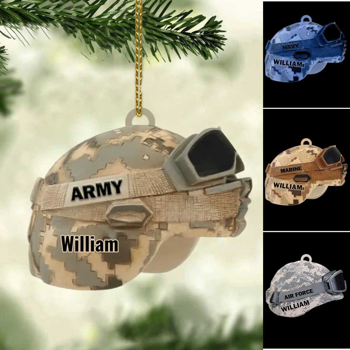 Military Helmet Personalized Cut Ornament Gift For Veteran Christmas Ornament for Dad Veteran's Day