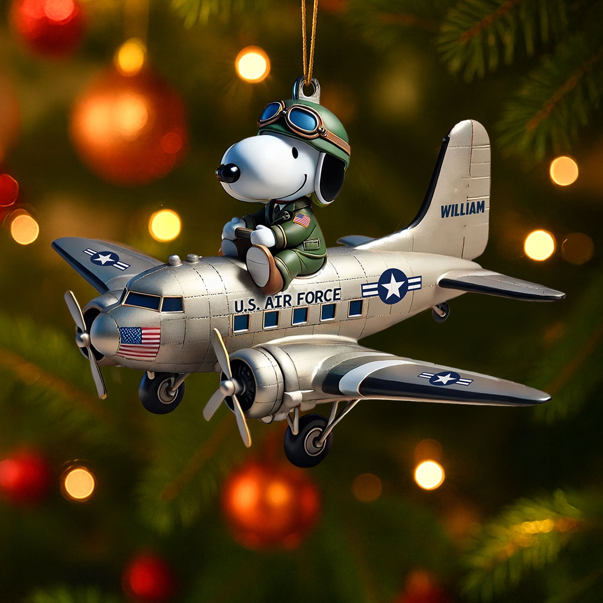 Military Pilot In Fighter Plane Ornament - Personalized Fighter Christmas Gifts - Cute Christmas Tree Gift Idea