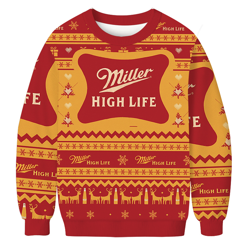 Miller High Life Snowing Christmas Ugly Sweatshirt Christmas Gift For Friends