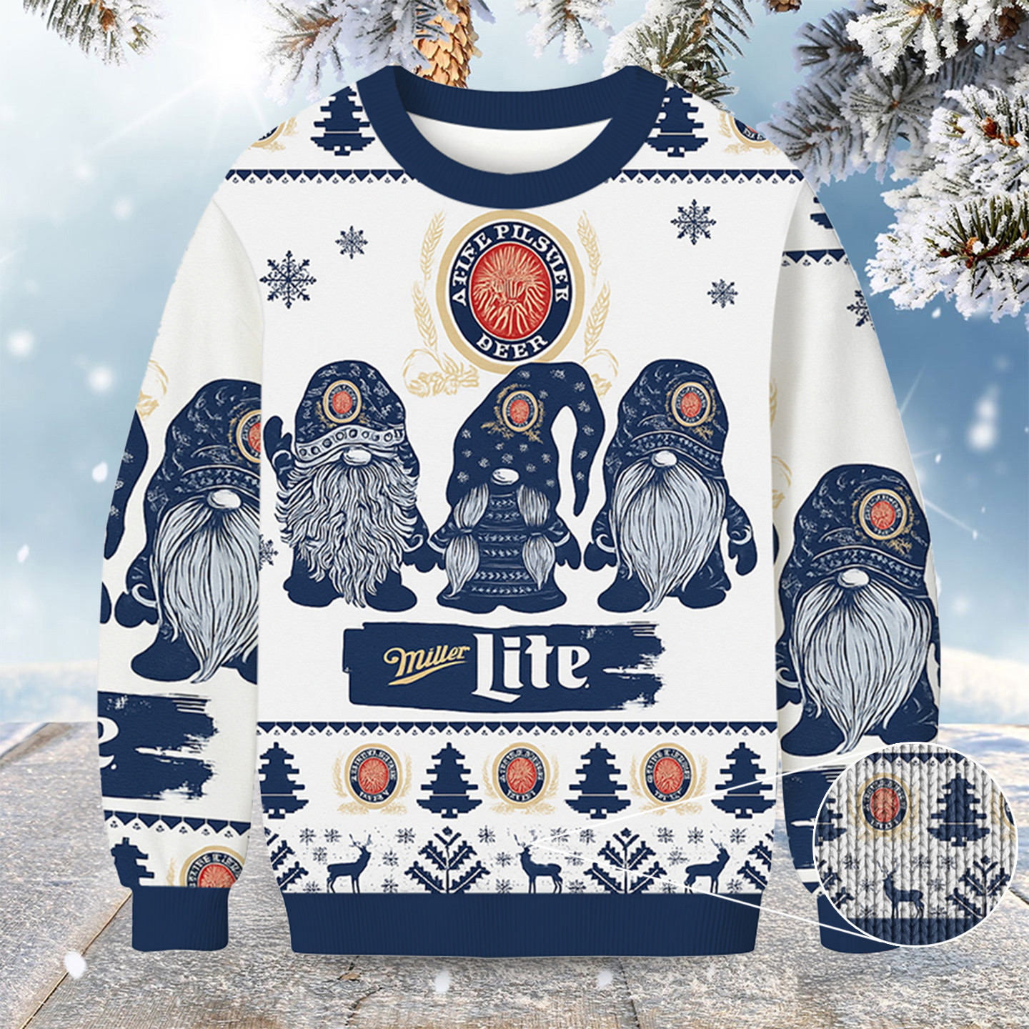 Miller Lite Gnomies Christmas Ugly Sweater Xmas Clothing Christmas Gifts For Gnome Lovers