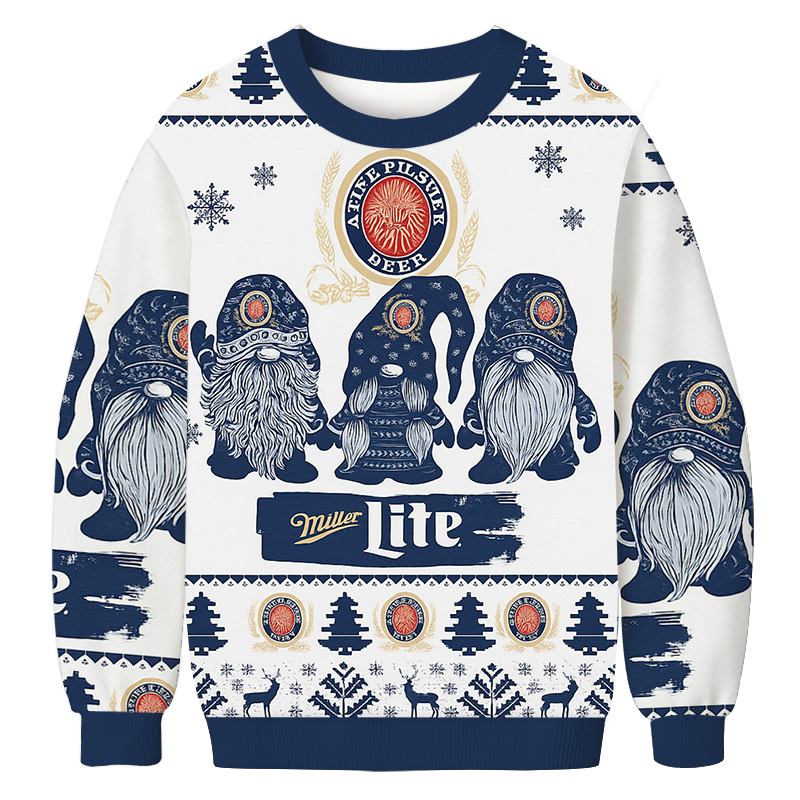 Miller Lite Gnomies Christmas Ugly Sweatshirt Christmas Gift For Friends
