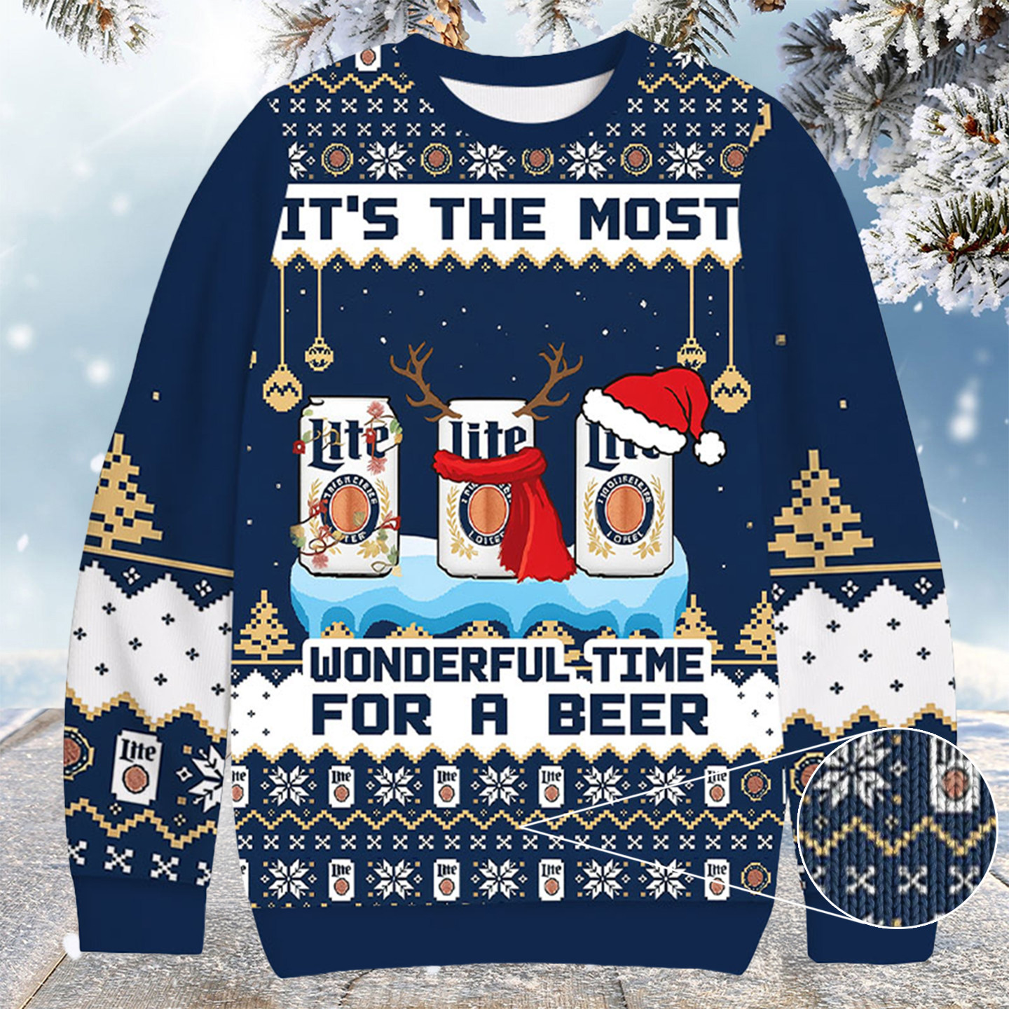 Miller Lite Wonderful Time Christmas Ugly Sweater Best Christmas Gifts For Wife