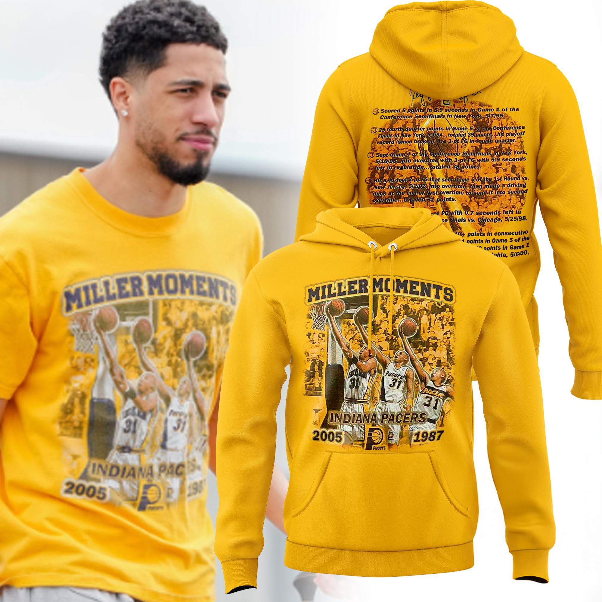 Miller Moments Indiana Pacers Limited Edition Hoodie Gift Ideas For Basketball Lovers