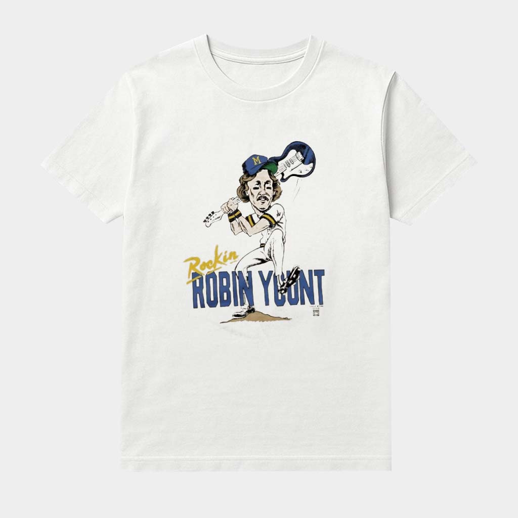 Milwaukee Baseball Merch Rockin Robin Yount Player Caricature Shirt Gifts For Baseball Lovers