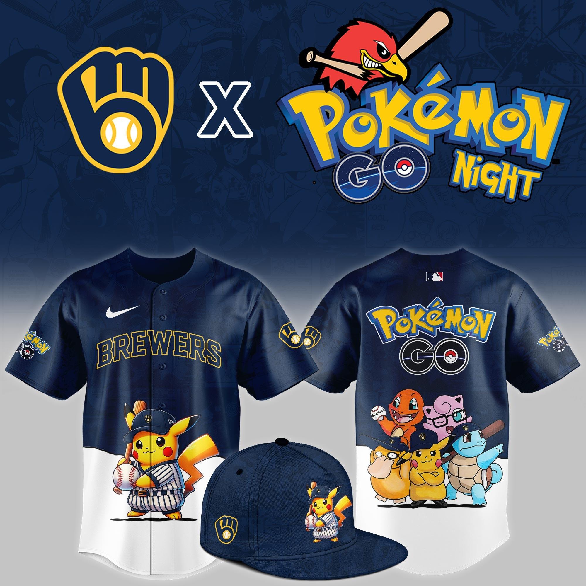 Milwaukee Brewers 2025 Pokemon GO Night Limited Jersey Baseball Player Gift Ideas