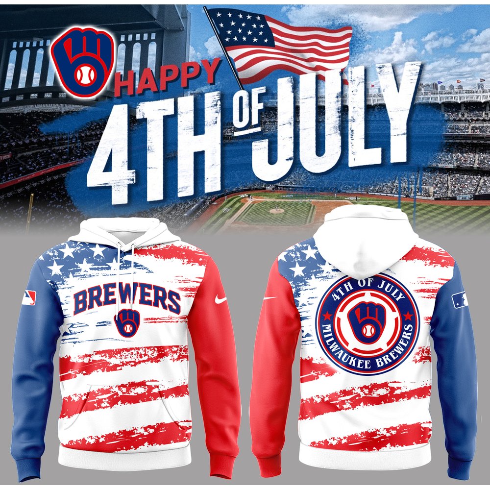 Milwaukee Brewers 4th of July Baseball Hoodie Milwaukee Brewers Merch Best Gift For Baseball Lover