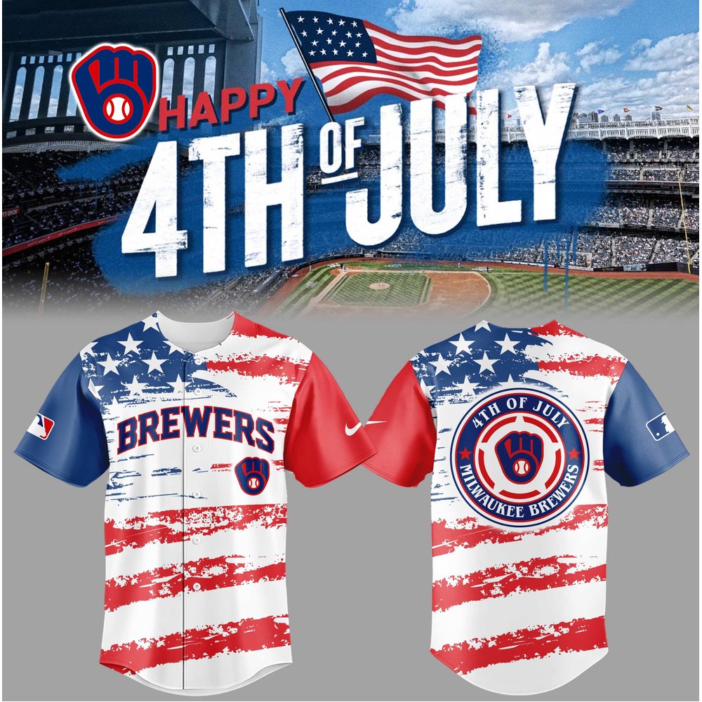 Milwaukee Brewers 4th of July Baseball Jersey Milwaukee Brewers Merch Best Baseball Fans Gift Ideas