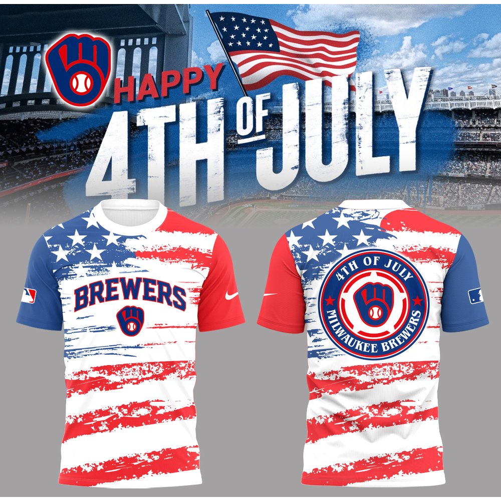 Milwaukee Brewers 4th of July Baseball T-Shirt Milwaukee Brewers Merch Unique Baseball Gifts For Fans
