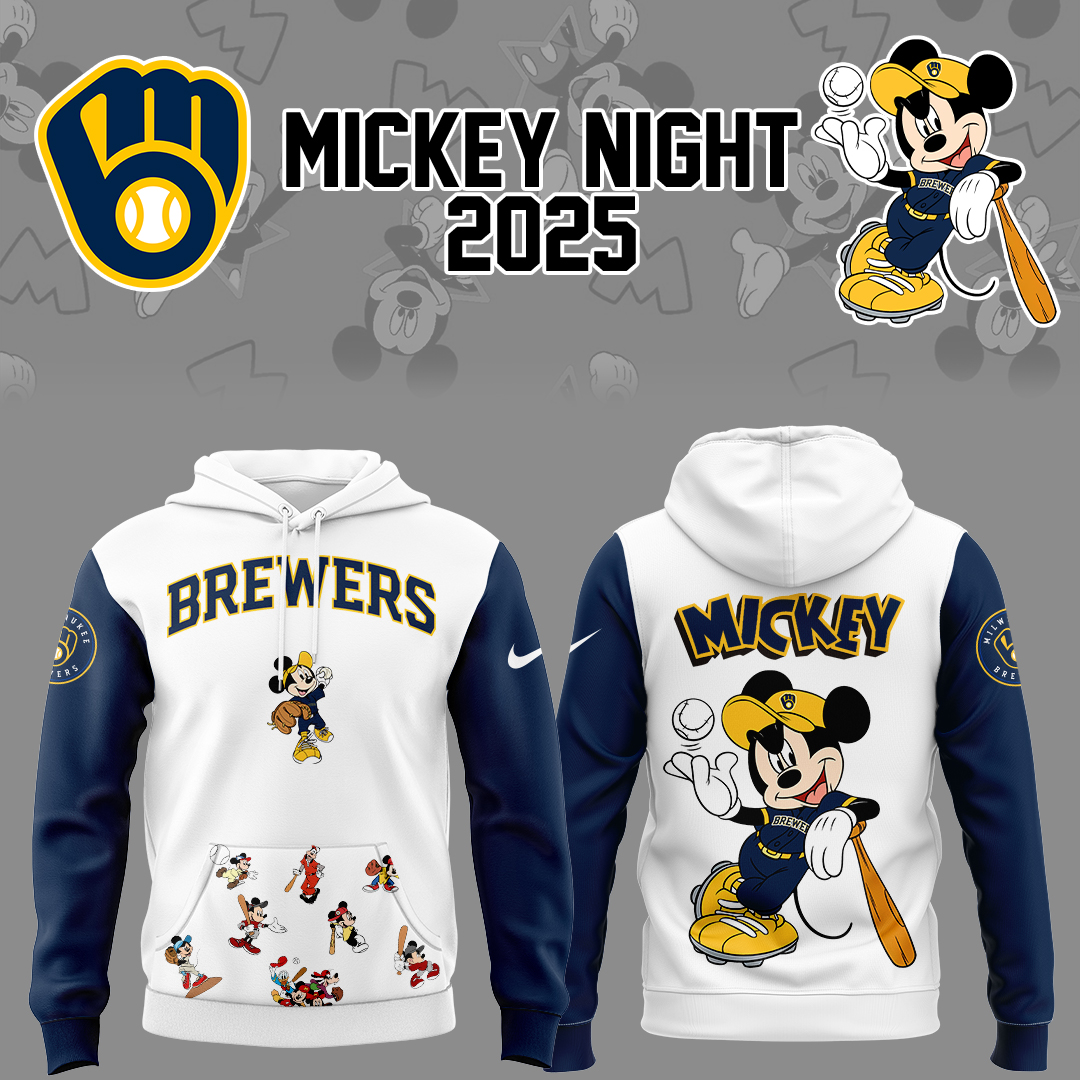 Milwaukee Brewers Baseball Mickey Night Hoodie Baseball Fan Gifts