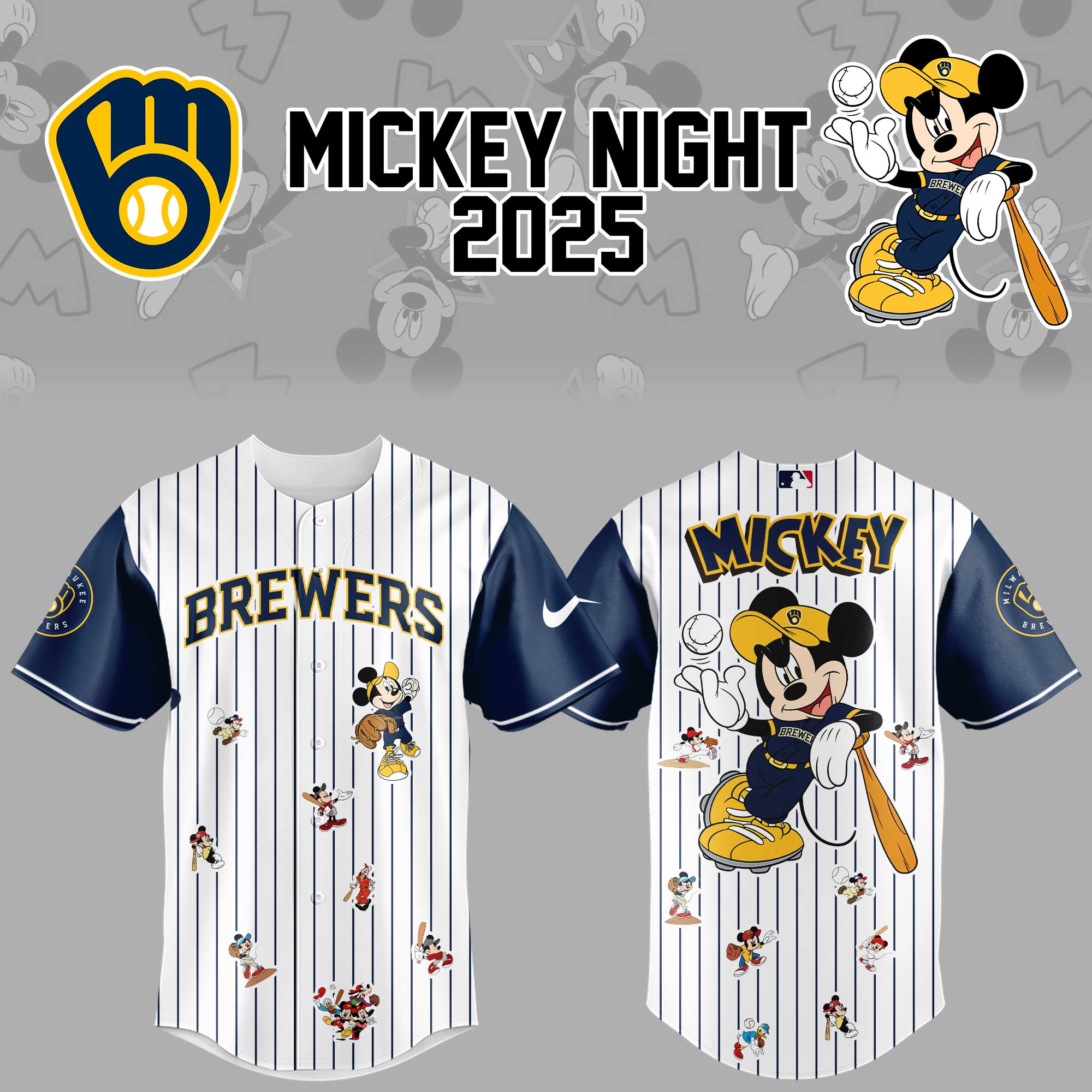 Milwaukee Brewers Baseball Mickey Night Jersey Baseball Coach Gift Ideas