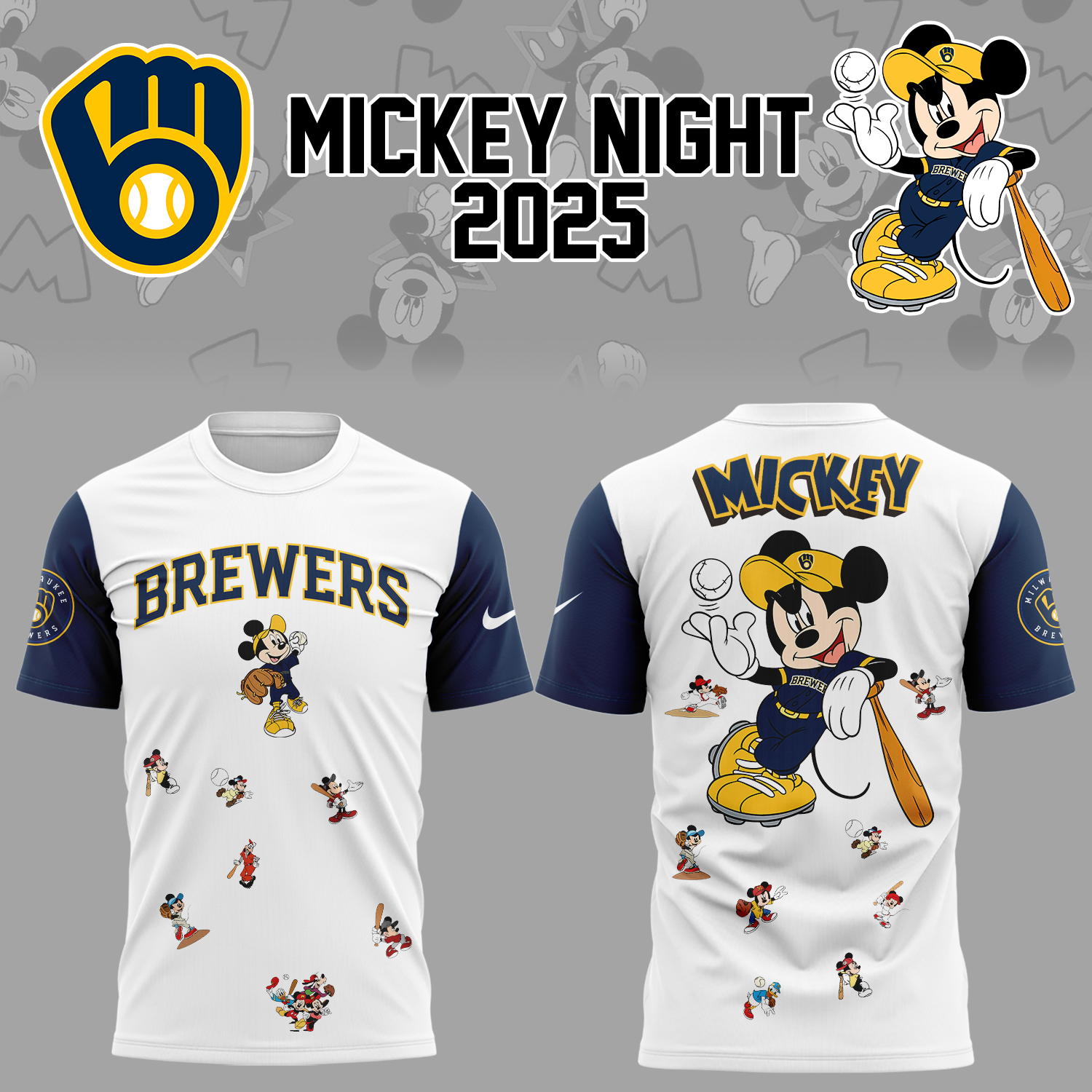 Milwaukee Brewers Baseball Mickey Night T-Shirt Baseball Gifts Idea