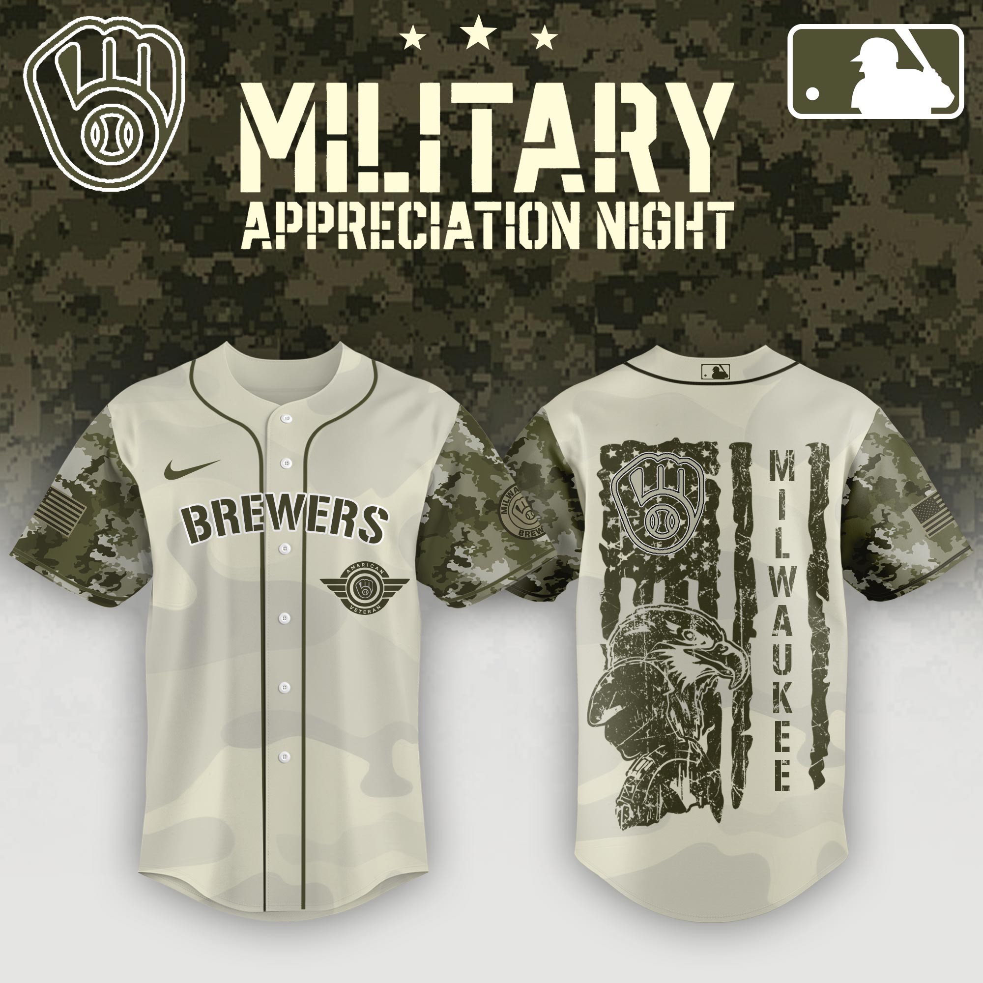 Milwaukee Brewers Military Appreciation Night Camo Hoodie Honor Veterans Day Gifts 2025