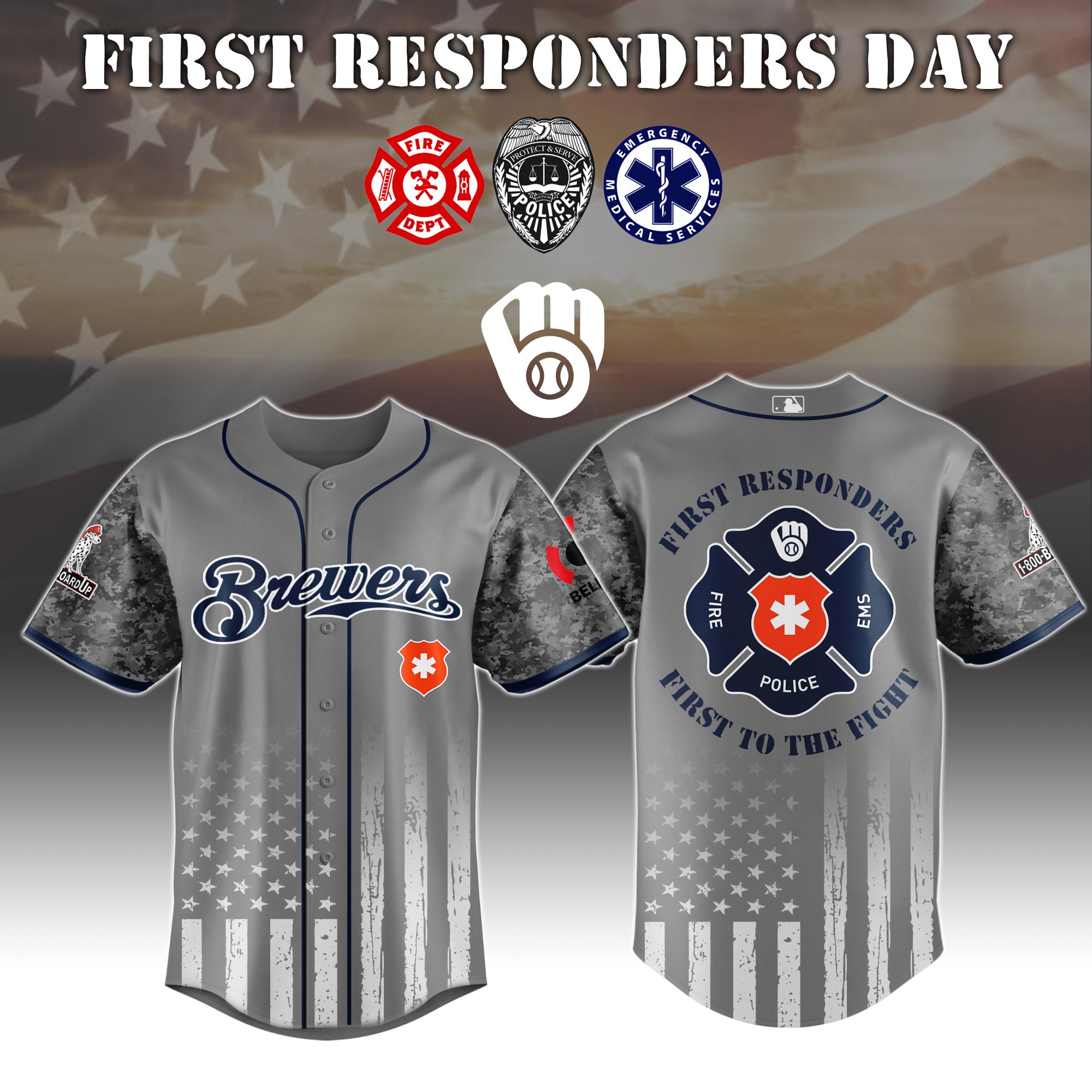 Milwaukee Brewers MLB x First Responders Jersey 2025 Gift For Baseball Fans