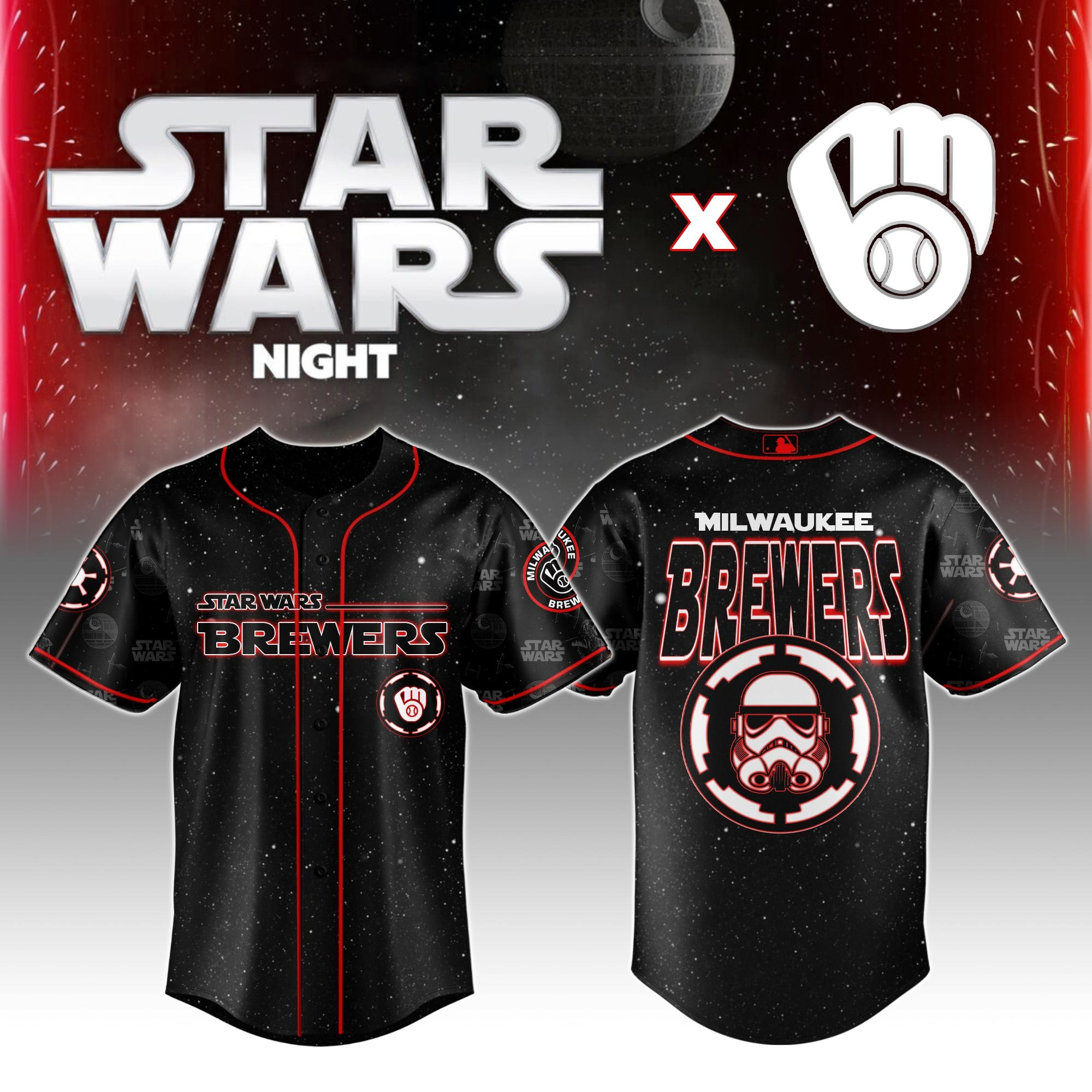 Milwaukee Brewers MLB x Star Wars Night Special Edition Jersey Best Gifts For Baseball Fans