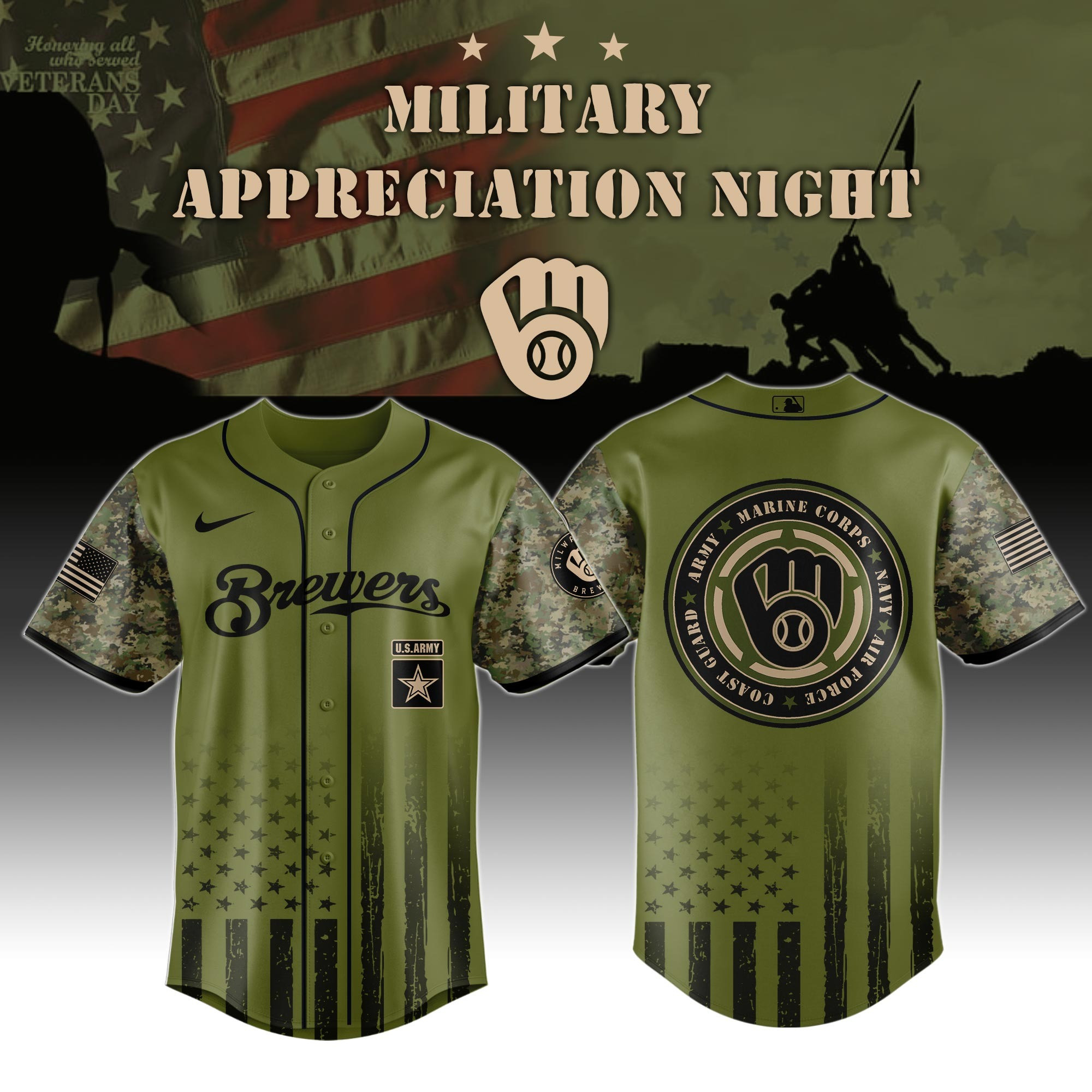 Milwaukee Brewers MLB x United States Coast Guard Military Appreciation Night Jersey Him Gift