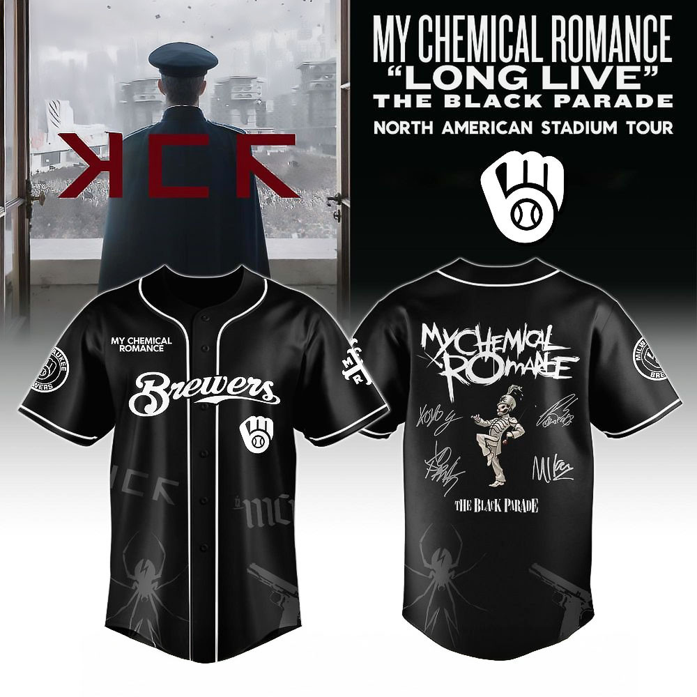 Milwaukee Brewers My Chemical Romance Black Parade Tour 2025 Jersey Best Gift For Baseball Fans