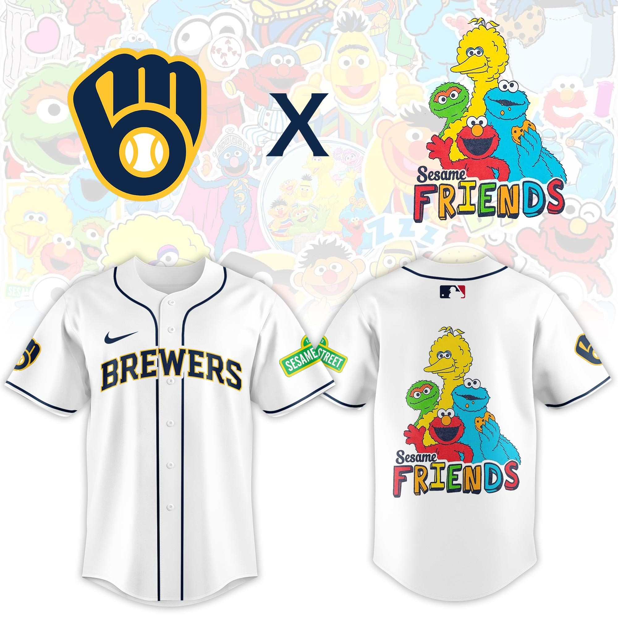 Milwaukee Brewers x 2025 Sesame Street Night Jersey Best Gifts For Fan Enthusiasts