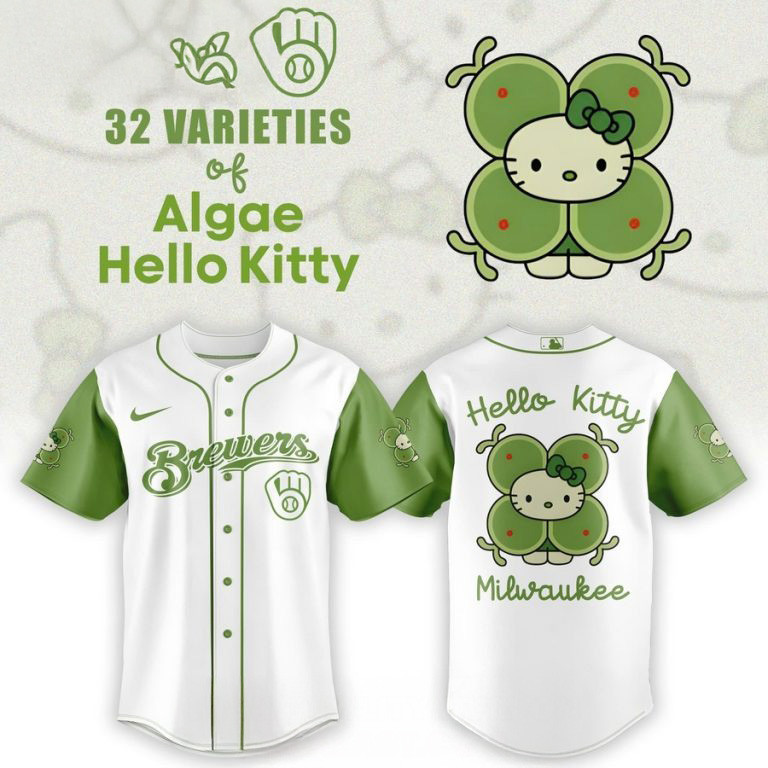 Milwaukee Brewers x 32 Algae Hello Kitty Baseball Jersey Gifts For Fans