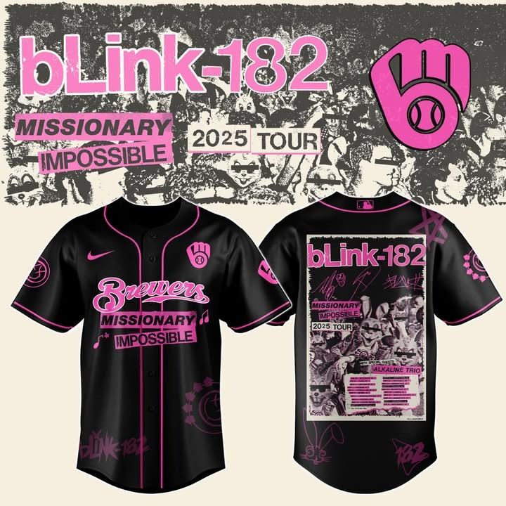 Milwaukee Brewers x Blink-182 Jersey Missionary Impossible 2025 Fan Merch Gifts