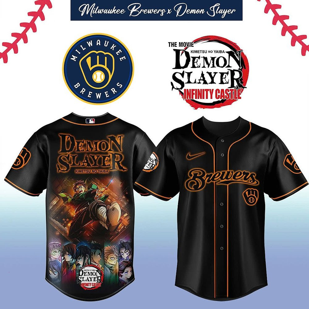 Milwaukee Brewers x Demon Slayer Baseball Jersey
