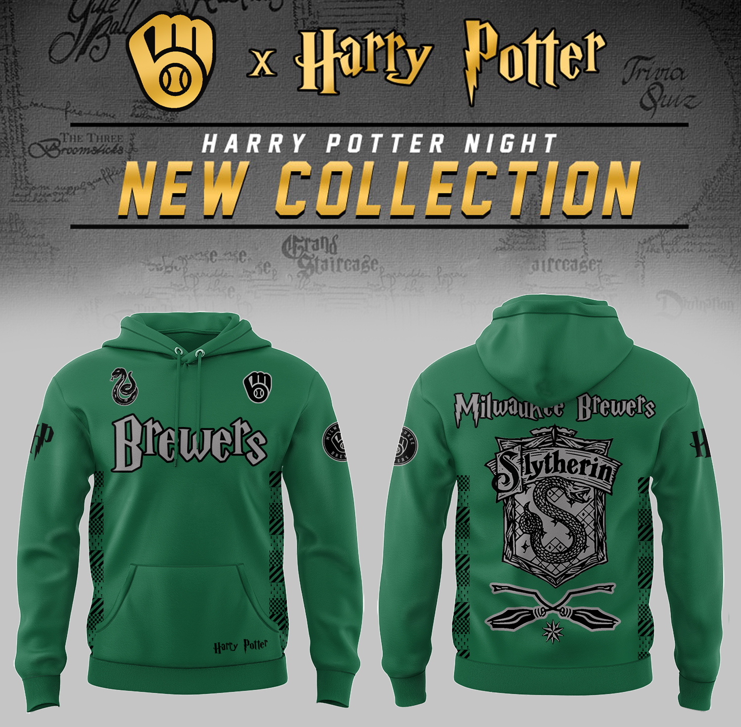 Milwaukee Brewers x Harry Potter Night Slytherin House Hoodie Baseball Fan Gifts