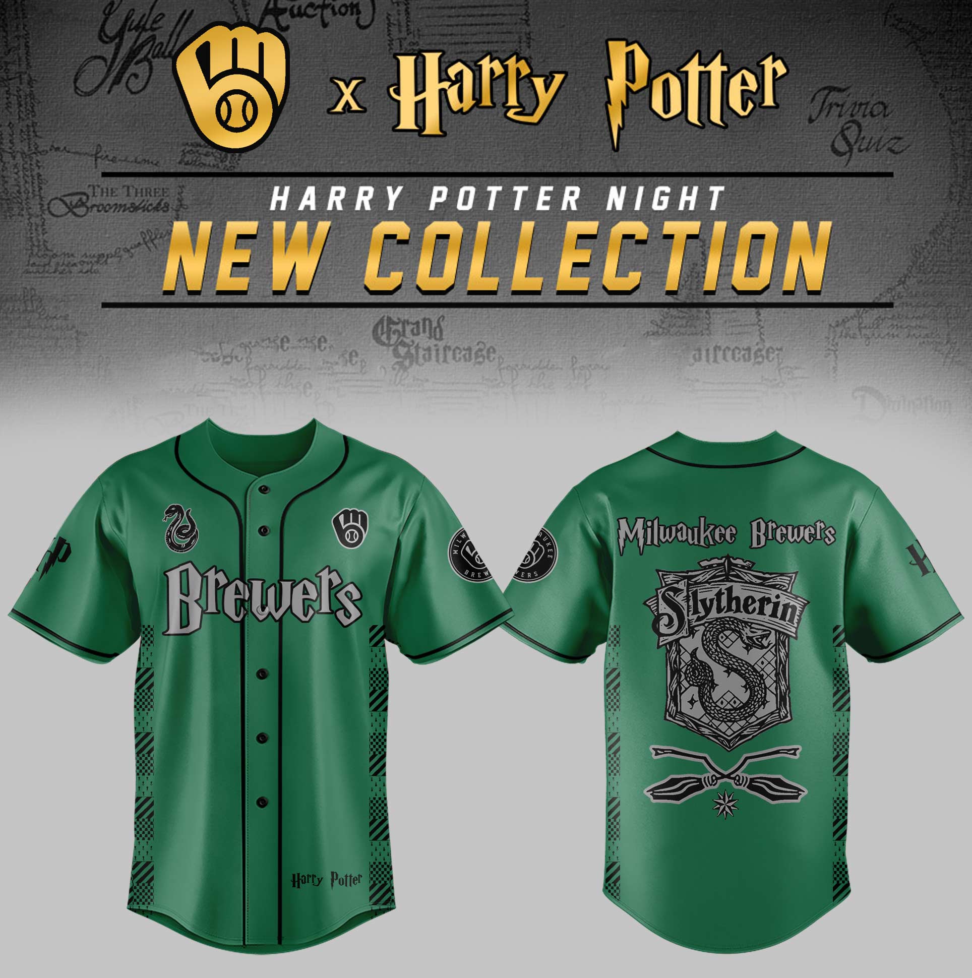 Milwaukee Brewers x Harry Potter Night Slytherin House Jersey Baseball Father's Day Gifts