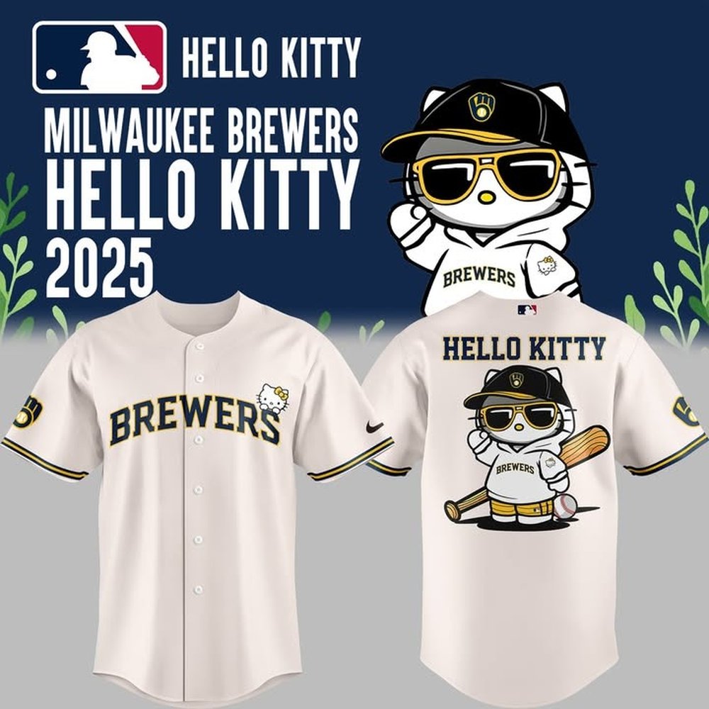 Milwaukee Brewers x Hello Kitty Limited Jersey Milwaukee Brewers Merch Gift Ideas For Baseball Players