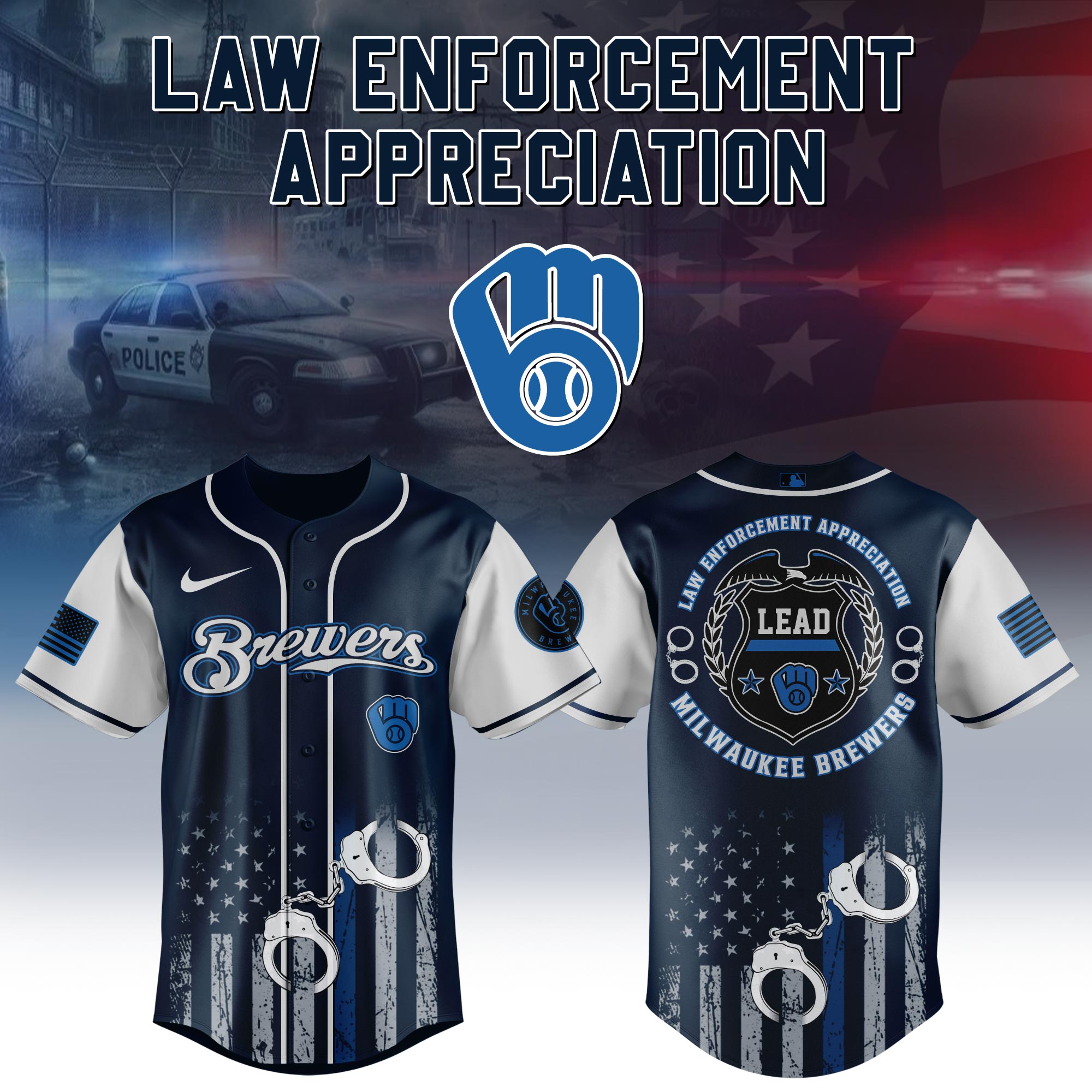 Milwaukee Brewers x Law Enforcement Appreciation Day Jersey Baseball Gifts Ideas