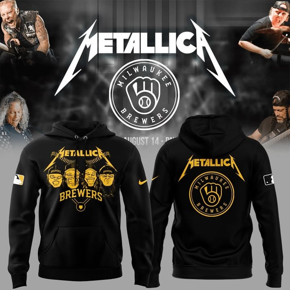 Milwaukee Brewers x Metallica Tour Hoodie Milwaukee Brewers Merch Best Gifts For Baseball Players