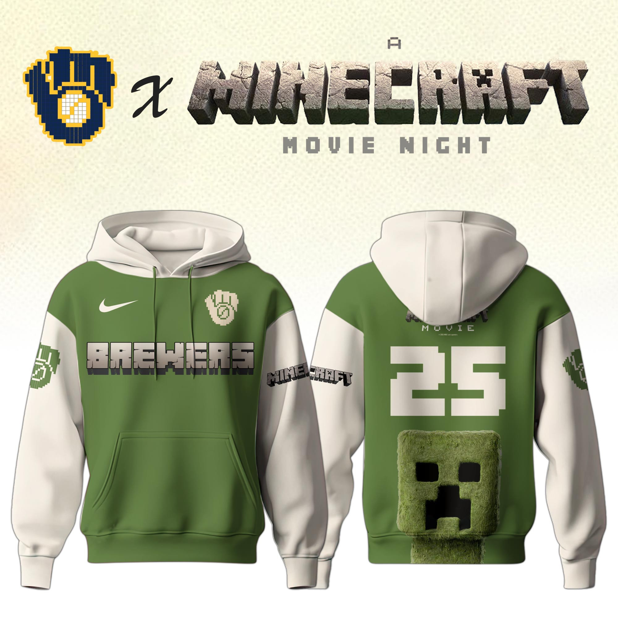 Milwaukee Brewers x Minecraft Hoodie Best Baseball Fan Merch Gifts For Minecraft Lovers