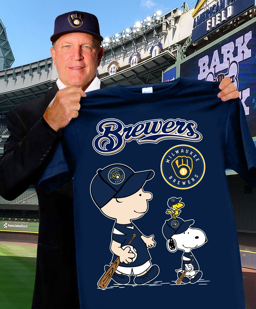 Milwaukee Brewers x Peanuts Snoopy Charlie Brown T-Shirt Cute Gifts For Baseball Fans