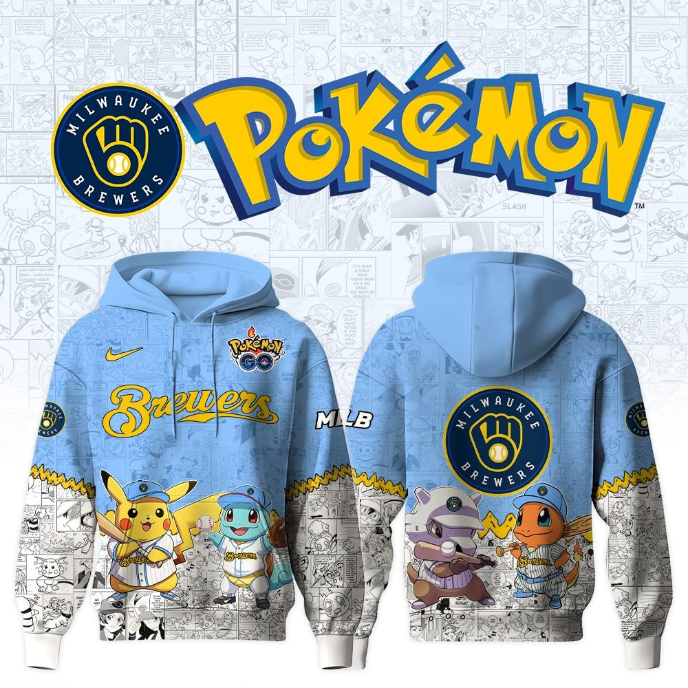Milwaukee Brewers X Pokemon Go Hoodie MLB Merch Gifts For Baseball Fans For Him Her