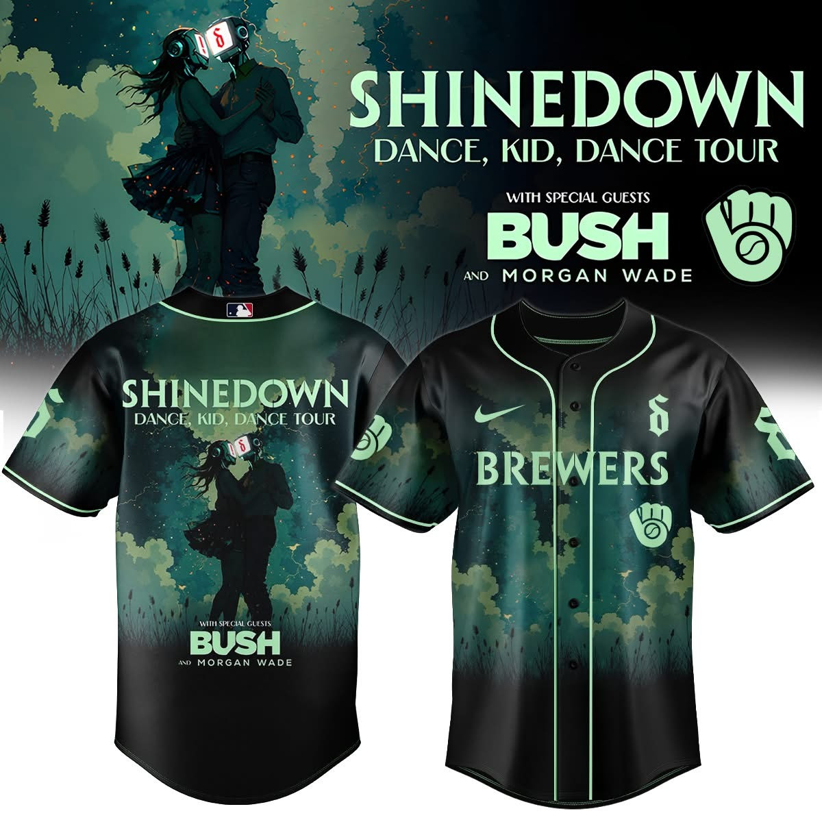 Milwaukee Brewers x Shinedown Dance Kid Dance Jersey Tour Merch 2025 Fan Gifts