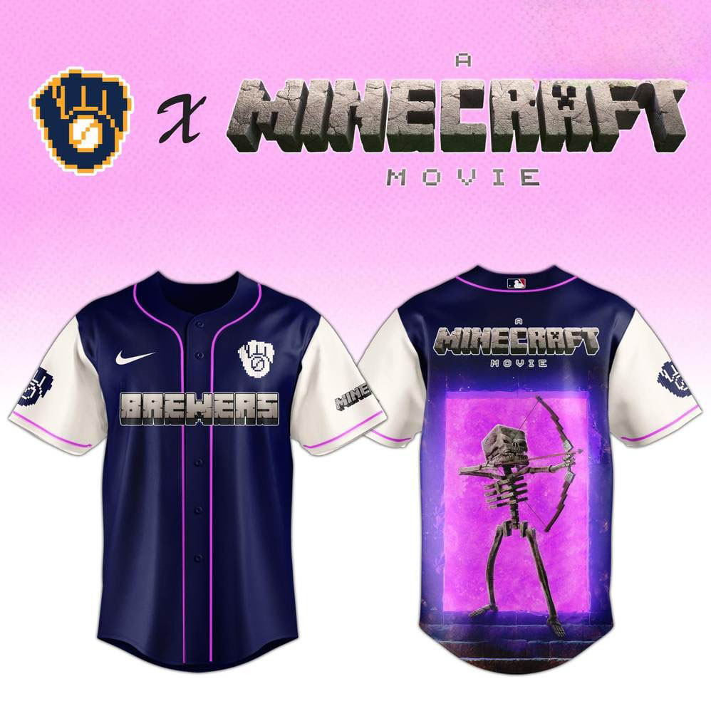 Milwaukee Brewers x Skeleton A Minecraft Movie Special Baseball Jersey Best Gift For Dad