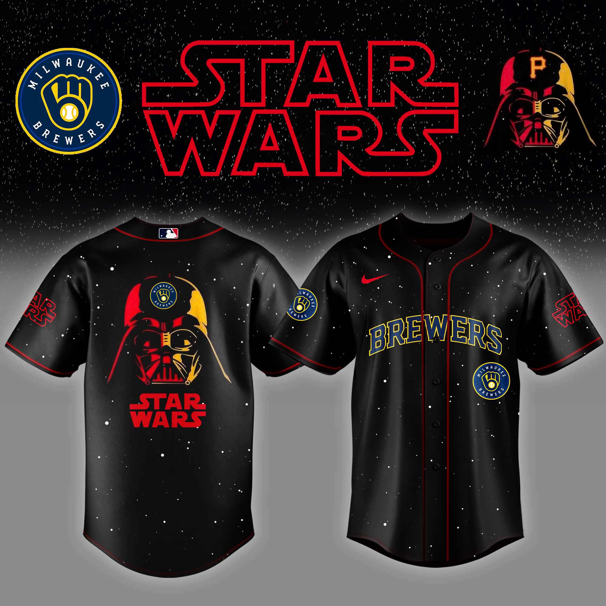 Milwaukee Brewers x Stars Wars Night Baseball Jersey Gifts For Baseball Fans