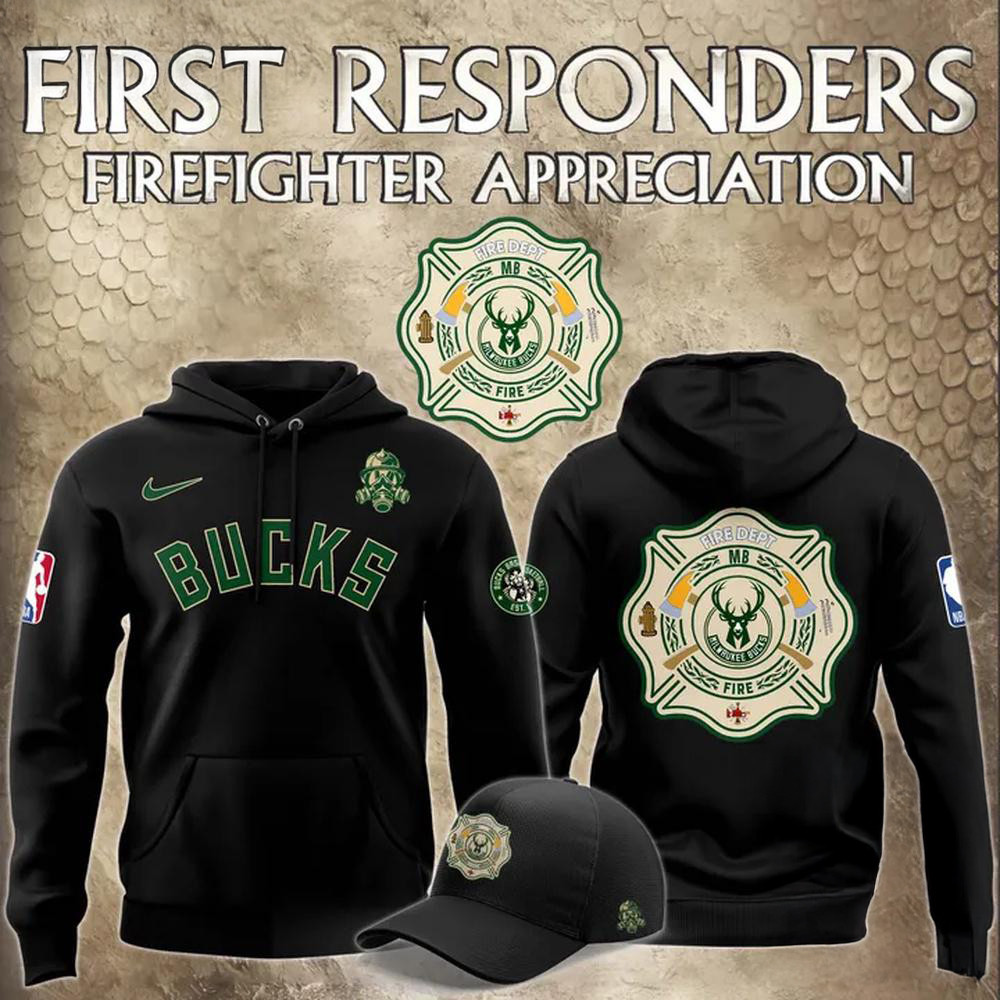 Milwaukee Bucks NBA 2024 Firefighter Appreciation Night Hoodie Good Gifts For Basketball Fans