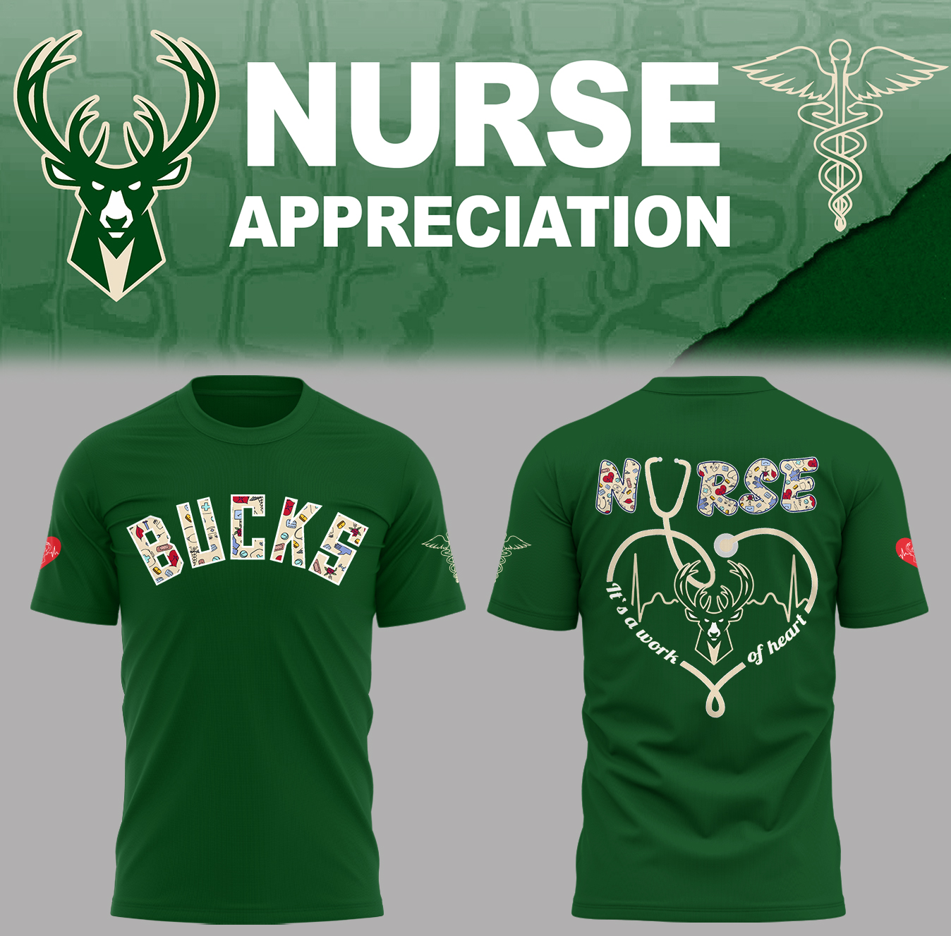 Milwaukee Bucks x Nurse Appreciation T-Shirt Gifts For Basketball Players Gift For Basketball Lover