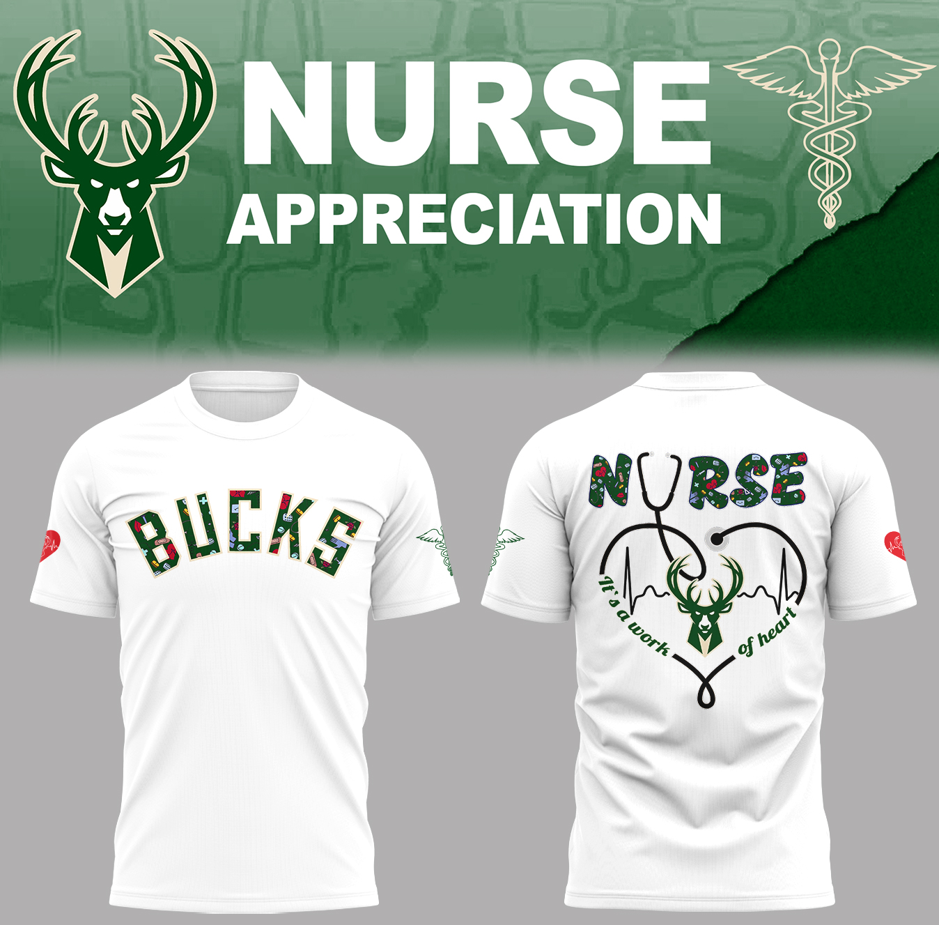 Milwaukee Bucks x Nurse Appreciation T-Shirt Gifts For Basketball Players Gifts For Basketball Players
