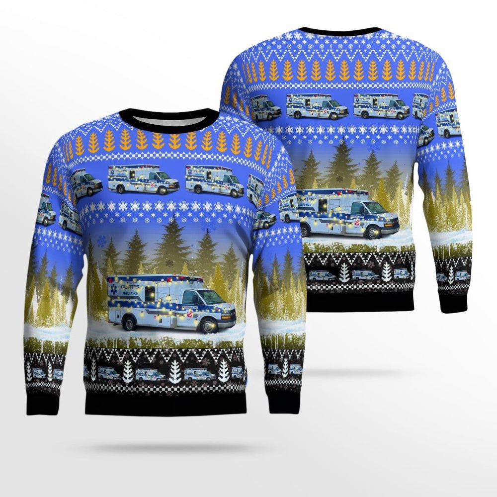 Milwaukee Wisconsin Curtis Ambulance AOP Ugly Sweater Christmas Unisex Sweaters Gift For Christmas
